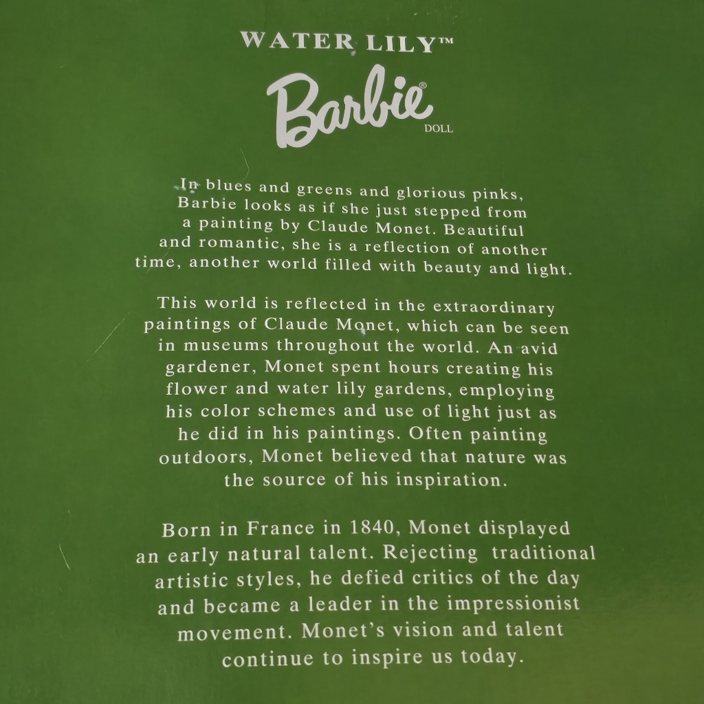 BNIB Vintage 1997 Mattel "Water Lily" Barbie Inspired by Claude Monet - Picture 9 of 11